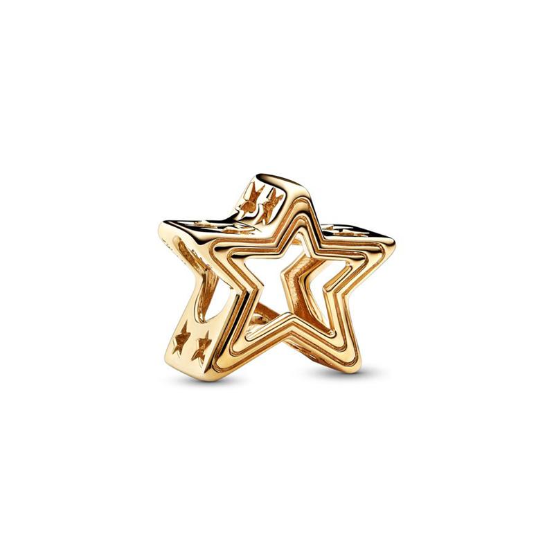 Diy Jewelry Gift Sparkling Golden North Star Lucky Star & Heart Splittable Sun & Moon Angel Charm Beads Fit Original Bracelets