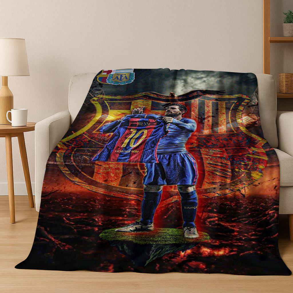 Coperta in Flanella con Disegno Animato M-Messi Capra Stella del Calcio, Coperta Morbida e Accogliente per Casa Camera da Letto Letto Divano Coperta da Picnic