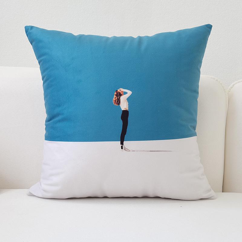 Nordic Ins Style Pillowcase Macaron Color Modern Simple Orange Sofa Car Cushion Cover Cushion Cover Pillowcase