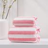 Warp-Knit Striped Coral Fleece Towels: Thick, Absorbent Face & Bath Gift Set