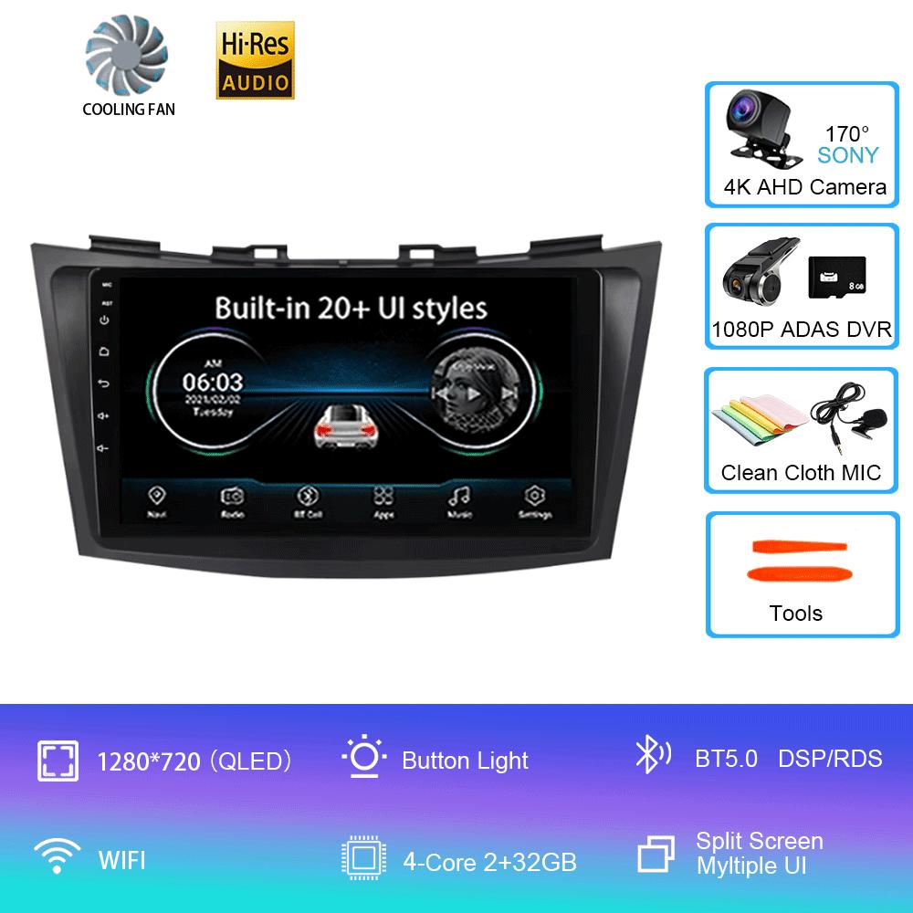 Android 14 For Suzuki Swift 2011-2015 2 Din BT DSP RDS Car Radio Stereo Multimedia Video Player GPS Navigaion Carplay Auto WIFI