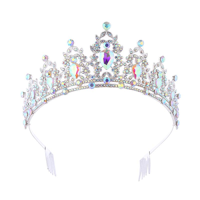 Bridal Crown Metal Rhinestone Crown Cross-Border Birthday Party Headdress New Headband