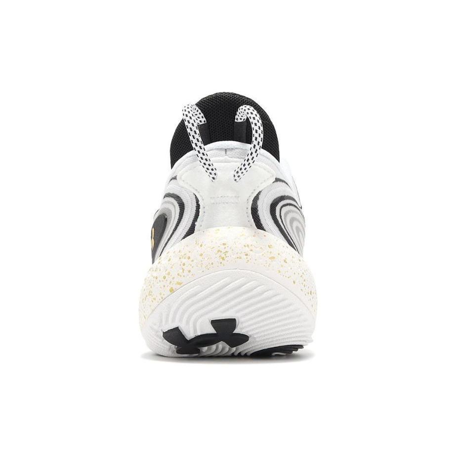 Under Armour Spawn 6 White Metallic Gold Unisex Sneakers Black 3027263-100