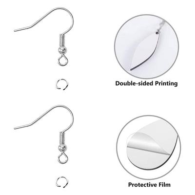 Sublimation Blank Earrings Unfinished Wood Dangle Earrings Love Leaf Pendant Hook Earrings for DIY Jewelry Making Craft