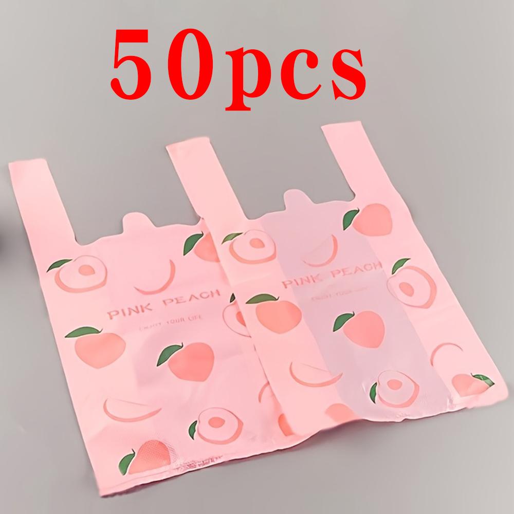 

50 шт. многоразовых сумок для покупок, симпатичная пластиковая сумка для фруктов, сумка-жилет, сумка для переноски, сумка для упаковки покупок в супермаркете, сумка для домашнего хранения