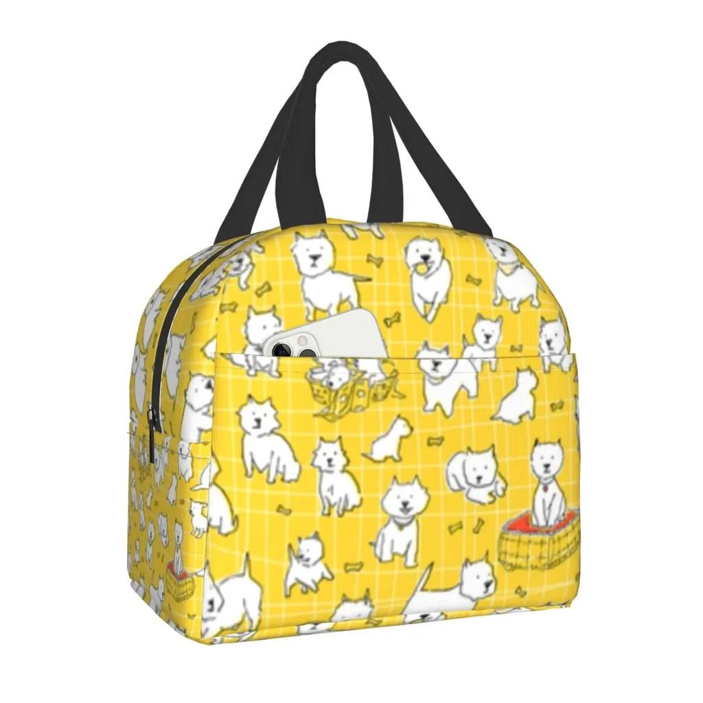 West Highland Terrier Dog Insulated Lunch Bag for Women Pet Westie Portable Cooler Thermal Bento Box Camping Travel Picnic Bags