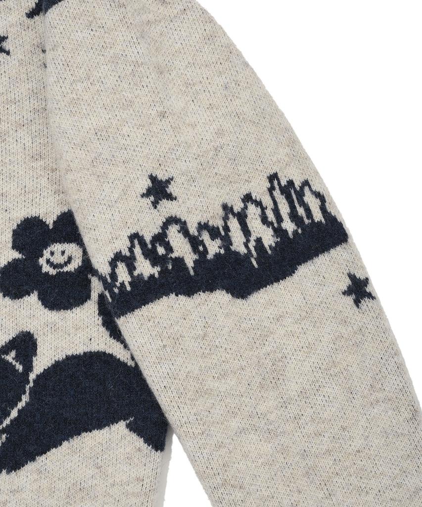 WACKY WILLY Women'S Jacquard Graphic Pullover Oatmeal