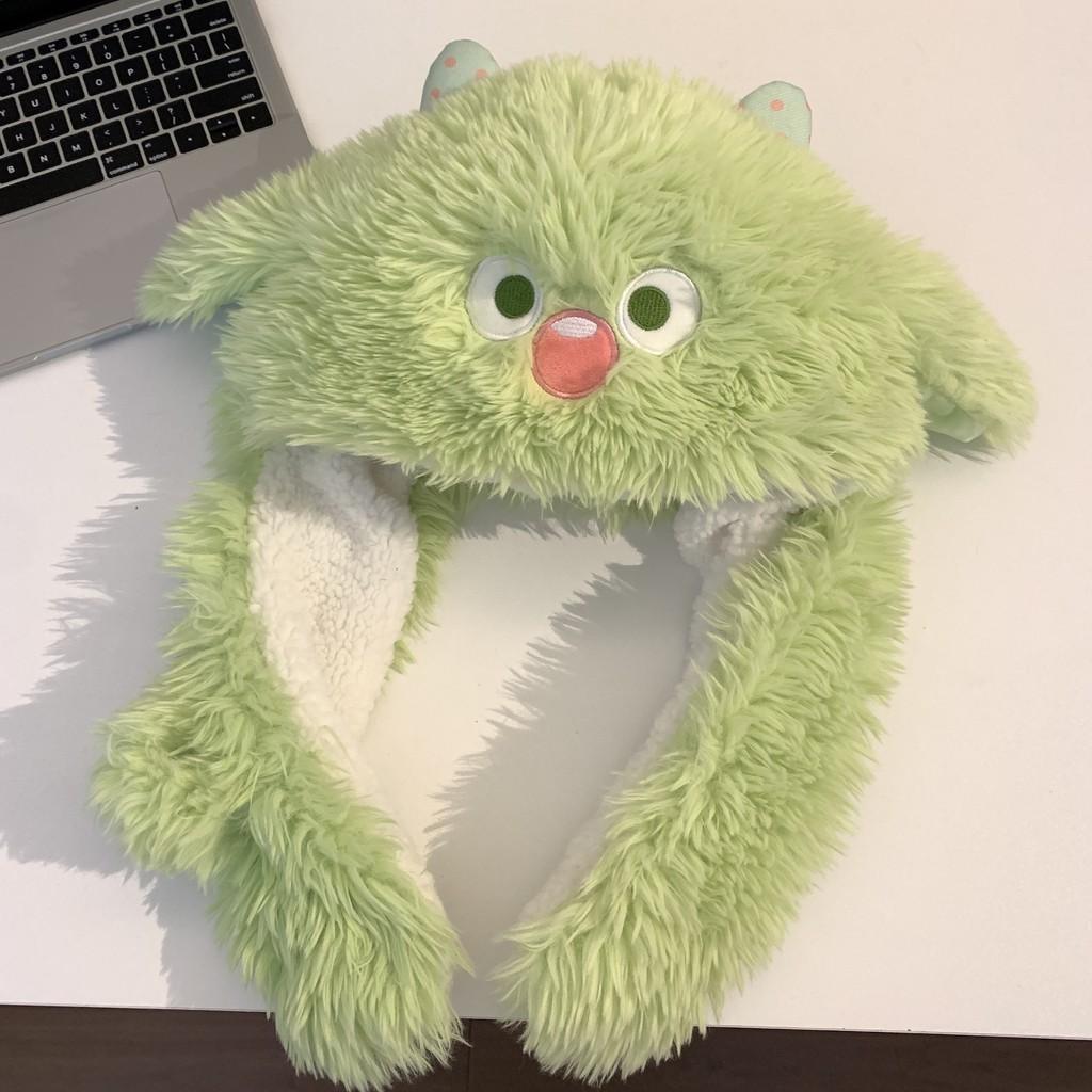 

Уютный Забавный И Длинношерстный Шапка-Монстр И Шарф Идеально Подходят Для Зимних Приключений зелёный