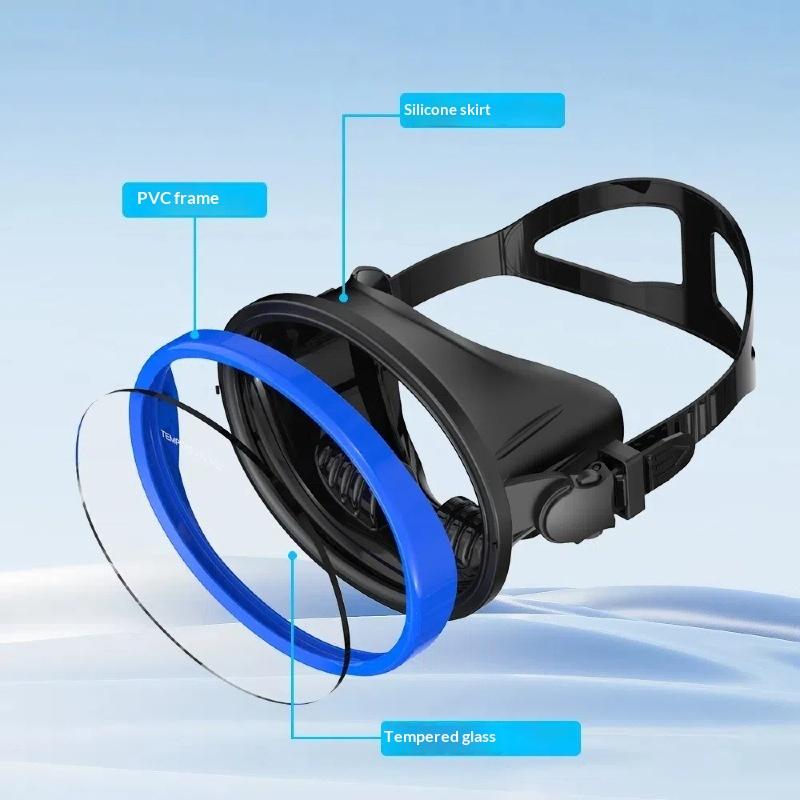Oval Diving Mask Spearfishing Mask Classic Retro-Style Panoramic Wide View Goggles Tempered Glass Lens For Adults