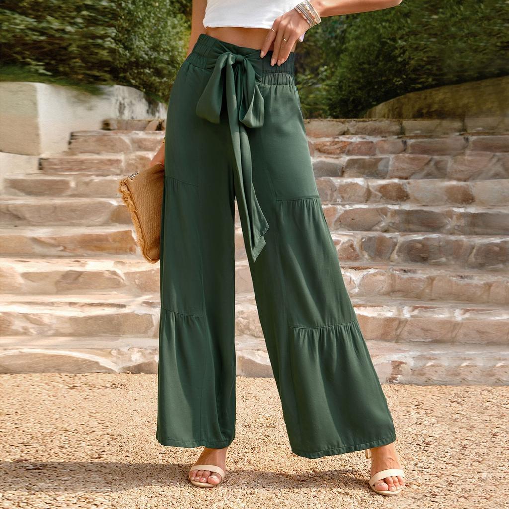 DX~~ Independent Station Casual Pants Women's Summer Loose Casual Wide Leg Solid Color Trousers