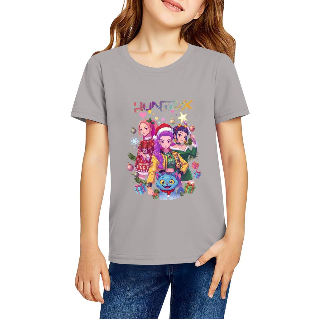 Fashionable Round Neck Short Sleeve Work Clothes Printed Tops For KID Summer Tops