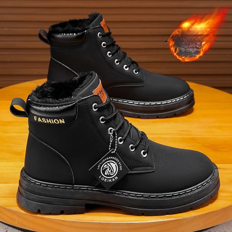 Теплые хлопковые ботинки Зимние утепленные и утолщенные мужские ботинки Модный тренд Мужская обувь Обувь для улицы Удобная Трендовая Минималистичная Универсальная обувь 44