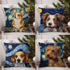 Catoon Starry Sky Dog Pillow Case Office Sofa Dorm Chair Back Short Plush Double-sided Printing Home  Cushion Cover