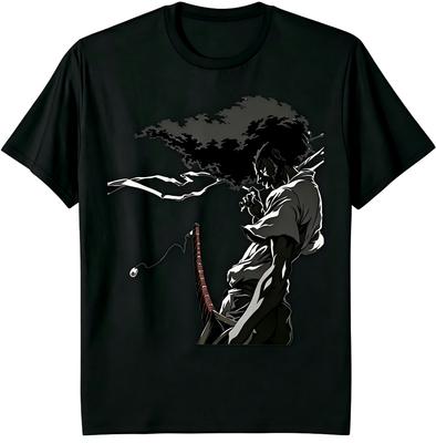 Afro Samurai Anime Black and White Graphic T-Shirt
