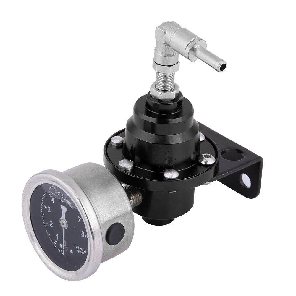 Universal Aluminum Car 160psi Adjustable 1: 1 Fuel Pressure Regulator Oil Gauge Kit (Black)