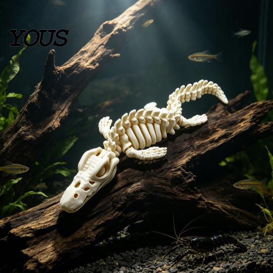 Aquarium Dinosaur Skeleton Decor Fish Tank Decoration, 3D Printed Dino Bone Environment Enhancer Body Model Figurine for Aquarium, Landscaping