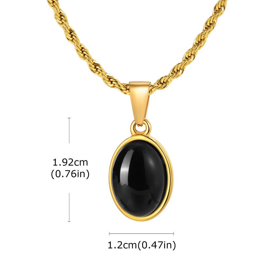 Vnox Trendy Natural Stone Geometric Pendant Necklace for Men, Stainless Steel Gold Color Box Chain Collar, Fashion Charm Jewelry
