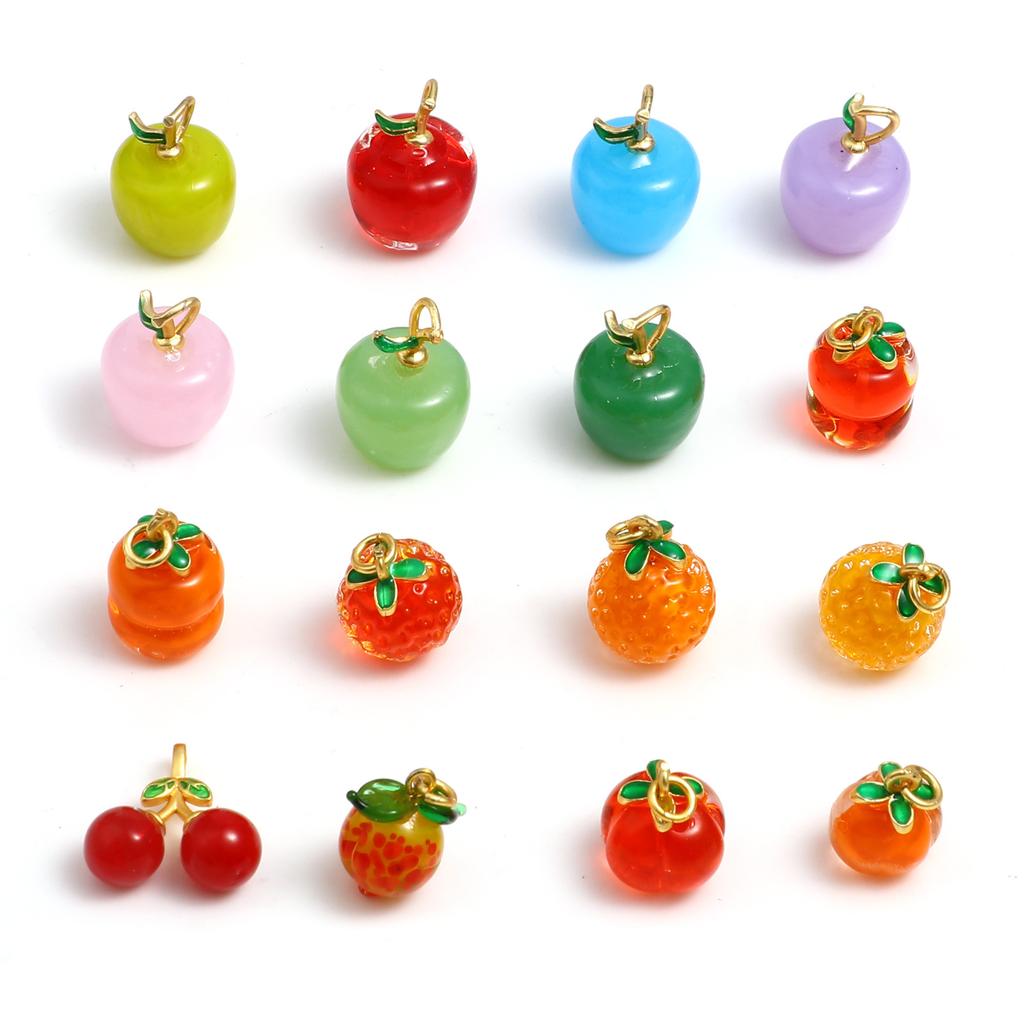2 Stück 3D Frucht Anhänger Apfel Stil Bunter Anhänger Für Halskette DIY Anhänger Fußkettchen Ohrringe Halskette DIY Herstellung Zubehör