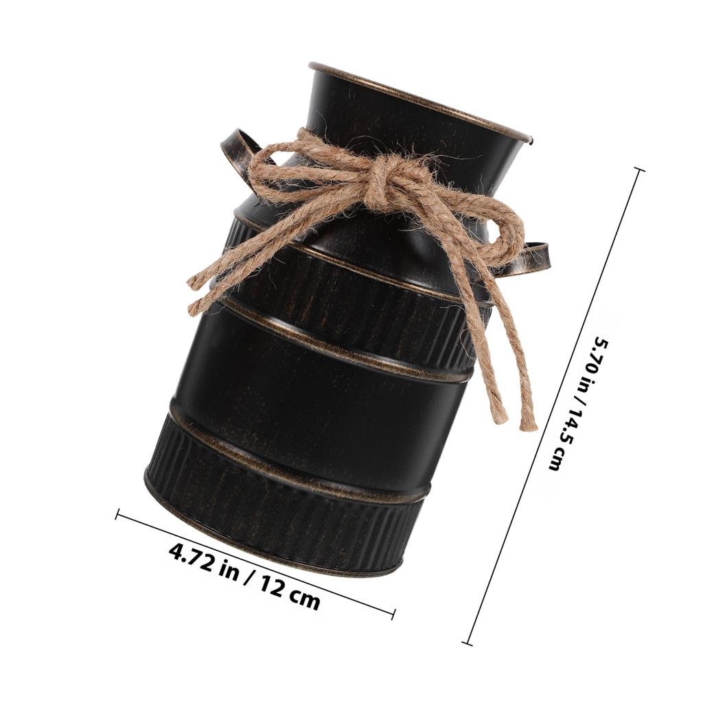 Vintage Iron Flower Vase Retro Bucket Adornment For Home Decor Flower Arrangement Container Rustic Metal Vase Farmhouse
