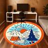 1pc Camping Mountain Round Chair mat office Area Rug - Non-Slip, Floor Mat for Office, Bedroom, Ideal home decor gift p0105049
