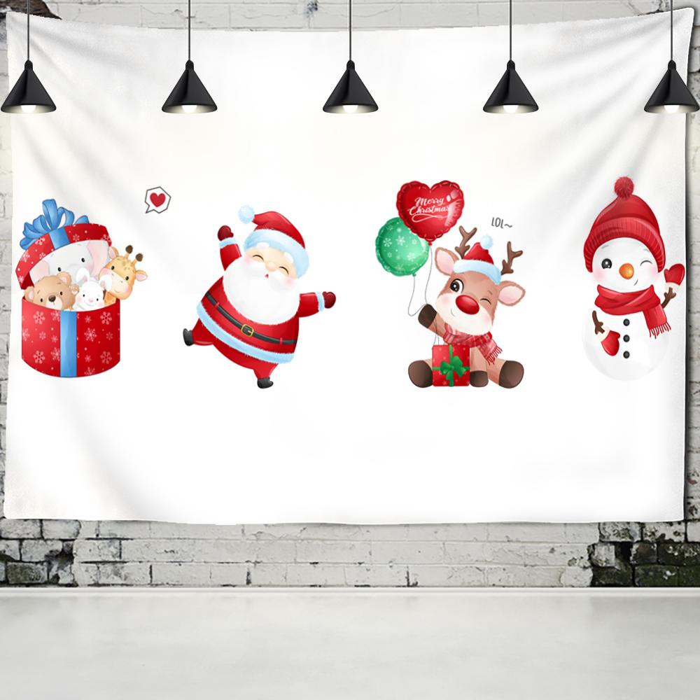 Świąteczny gobelin z kreskówek Kawaii wiszący prezent na nowy rok śliczne tło tkaniny do domu