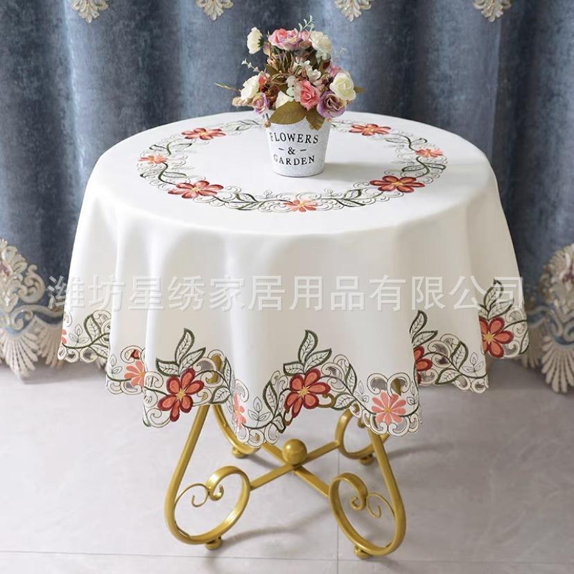 Nordic Round Table Cloth Home Restaurant Small Fresh Embroidery Cloth Round Tablecloth