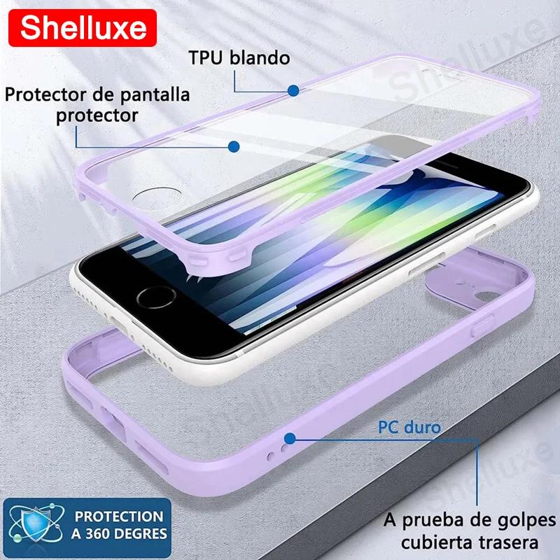360 Vollkörper Vorderseite+Rückseite Klare Hülle Shelluxe Für iPhone SE SE2 SE3 7 8 Für iPhone7 iPhone8 iPhoneSE Silikon Doppelseitige Hülle