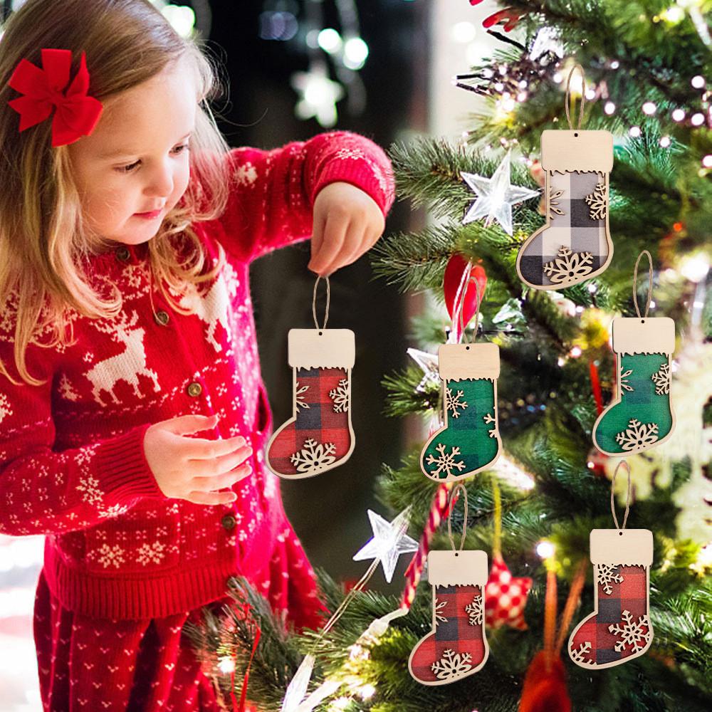 Vintage-style Wooden Christmas Stocking Decoration Ideal For Cozy Festive Settings