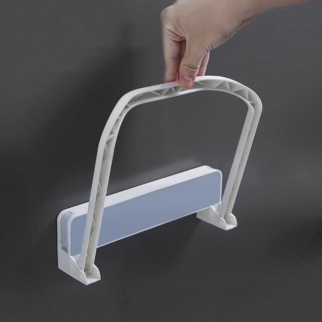 Wall Mounted Foldable Wash Basin Storage Rack Pot Lid Shelf Holder Self Adhesive