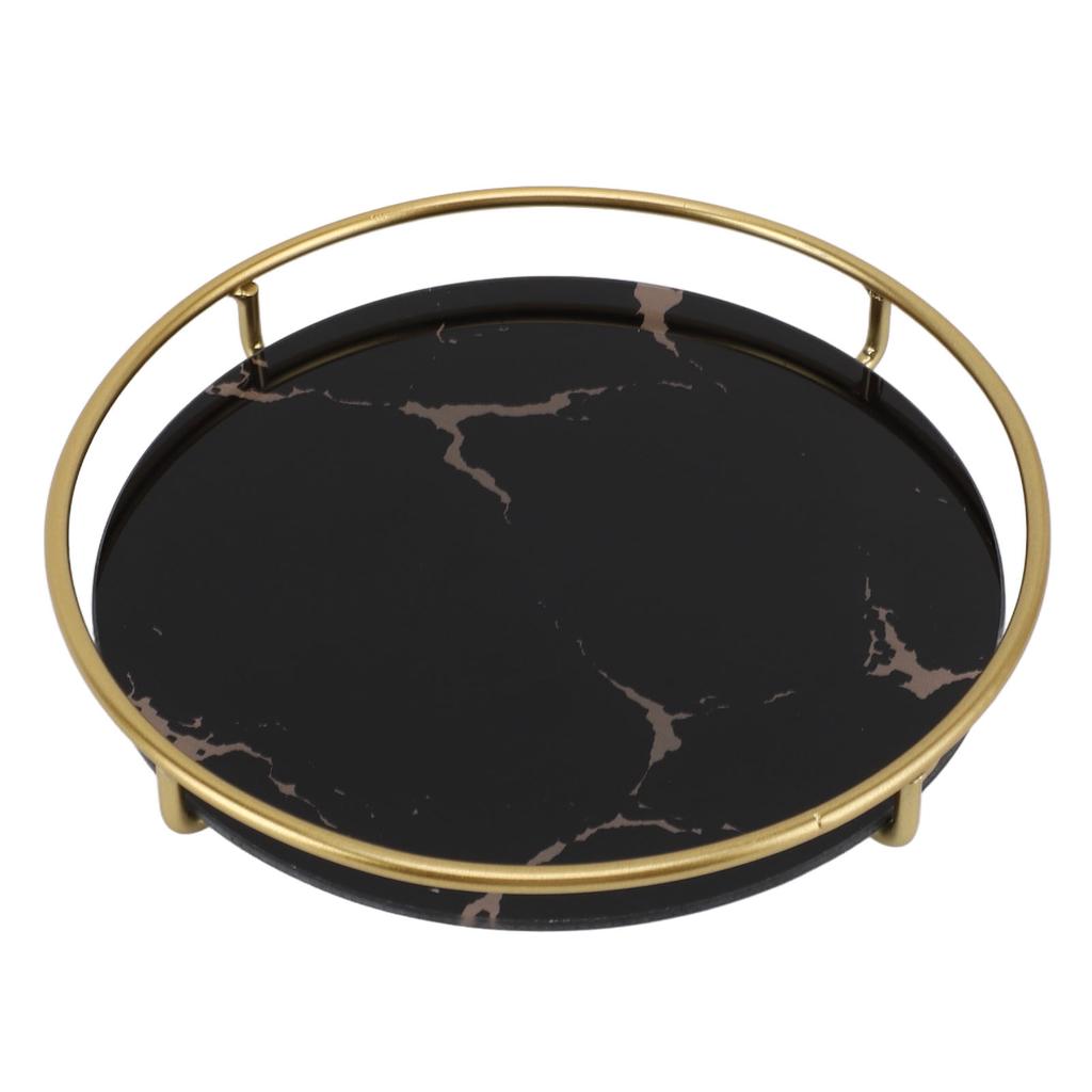 Bathroom Tray Skid Resistant Bathroom Vanity Tray Stylish Elegant Countertop Organizer Tray for Cosmetics Jewelry Black