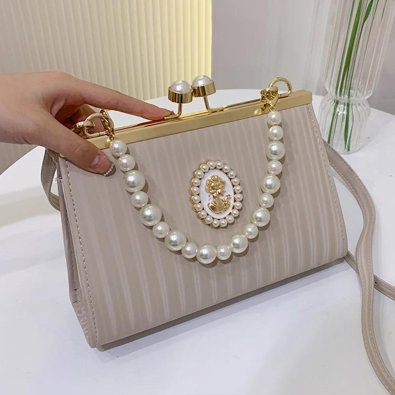 

Роскошная сумка через плечо с жемчужной ракушкой и зажимом для женщин, зеленая, розовая, цепочка, сумки-мессенджеры, дизайнерская, белая, выпускная, свадебная, свадебная, клатч