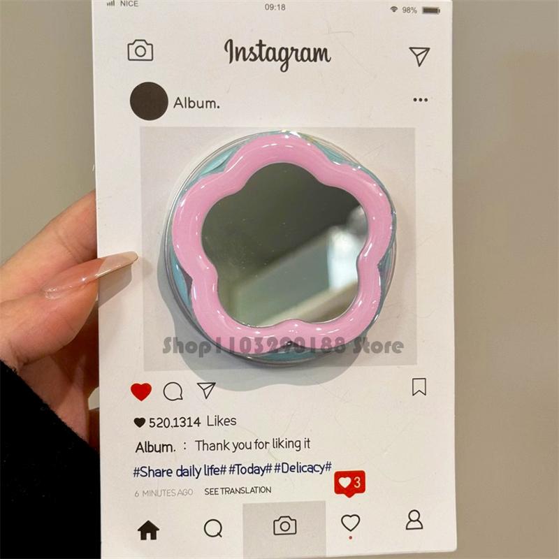 

Korean Cute Cartoon Pink Flower Mirror Magnetic Holder Grip Tok Griptok Phone Stand Holder Support For iPhone Magsafe Smart Tok