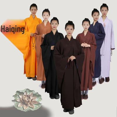 Haiqing Zen Monk Robe - Unisex, Linen, Coffee Color, All-Seasons Meditation Coat