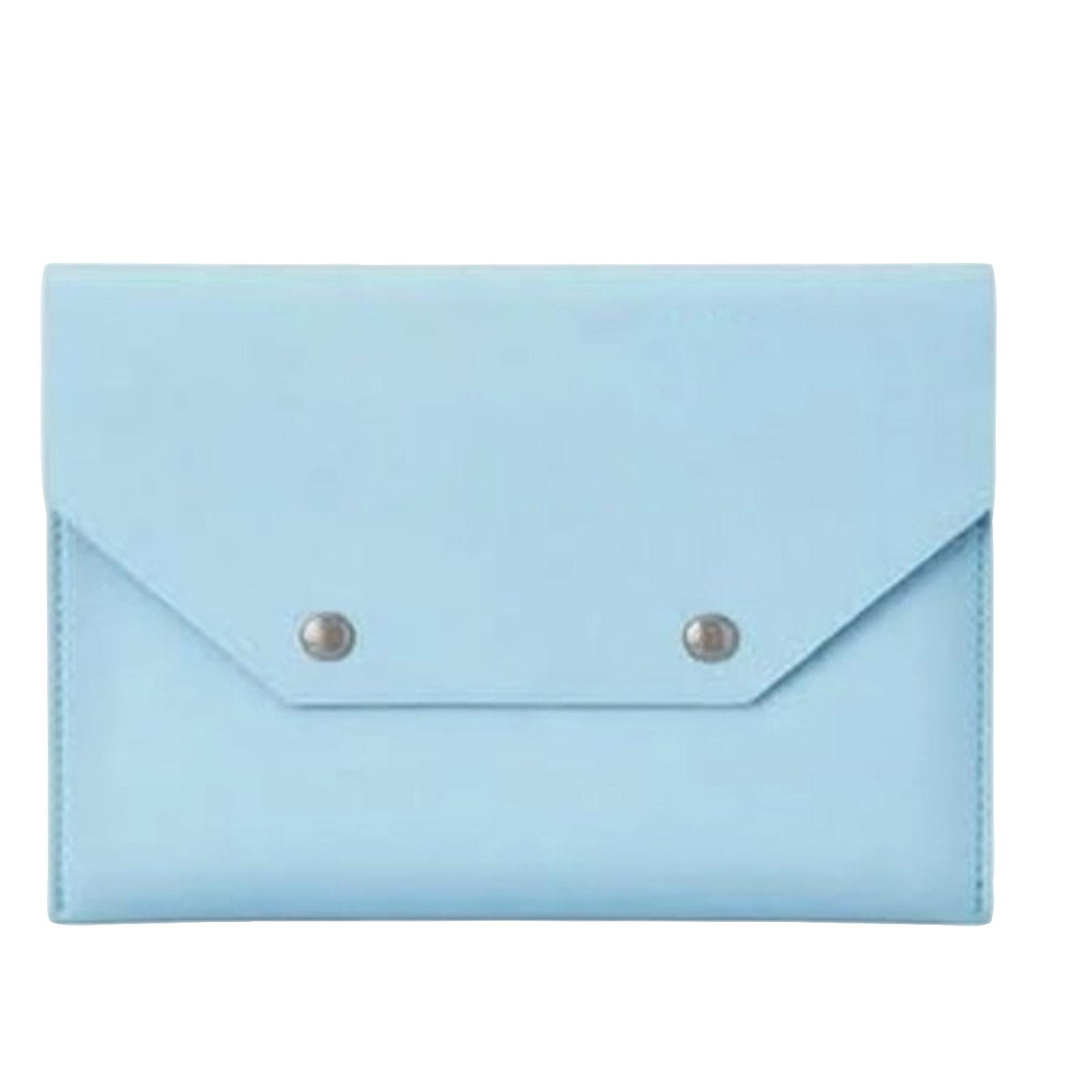 Mahjong Card Holder Storage Bag PU Leather Mahjong Card Case Organizer with Snap Button Closure for Game Accessories One Size небесно-голубой