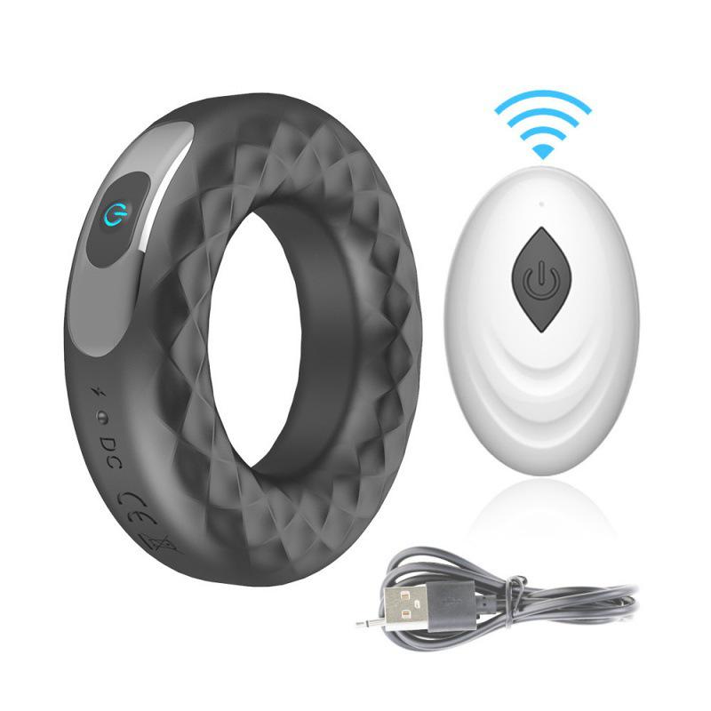 Silicone Rechargeable Vibration Cock Ring with Remote Control for Enhanced Male Performance