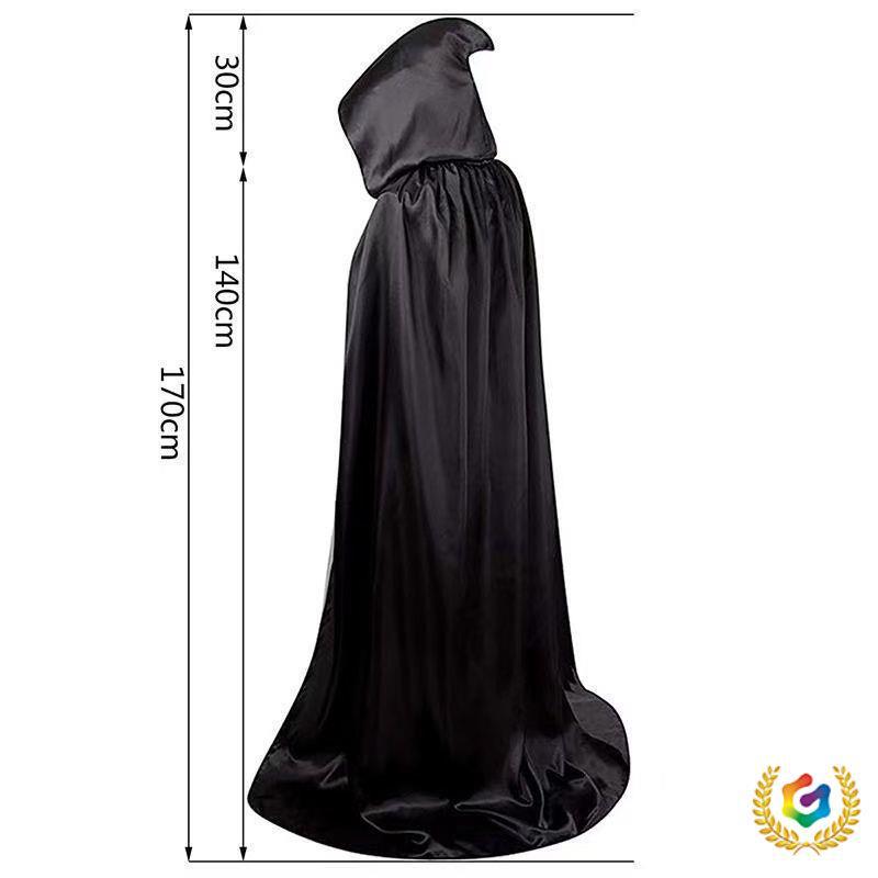 Halloween Black Reaper Cloak for Adults - Ghost Festival Costume for Haunted House NPC or Magician.