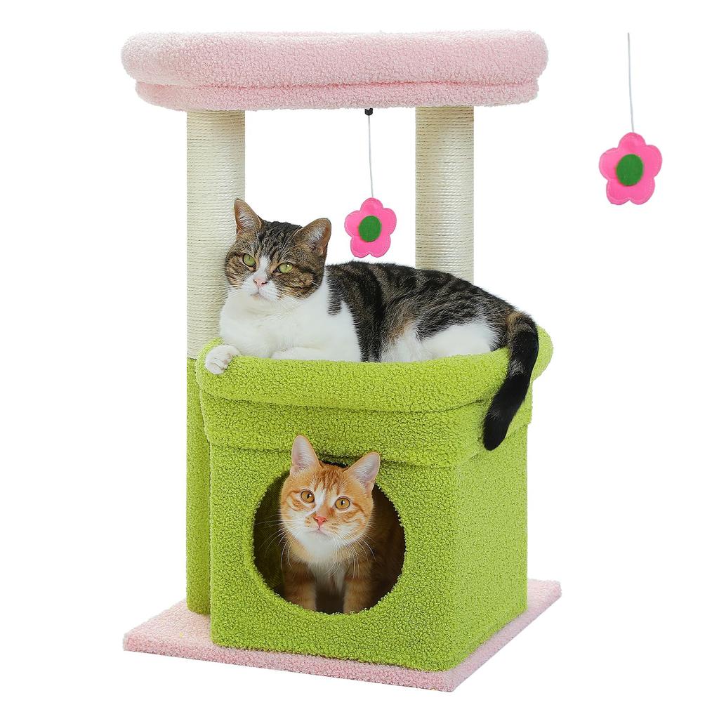 PAWZ Road Cat Tower Mini Cat Tower Small Low Small Freestanding Popular Scratching Pole Claw Sharpener Hemp Rope Cat Toy Compact Space Saving Sturdy