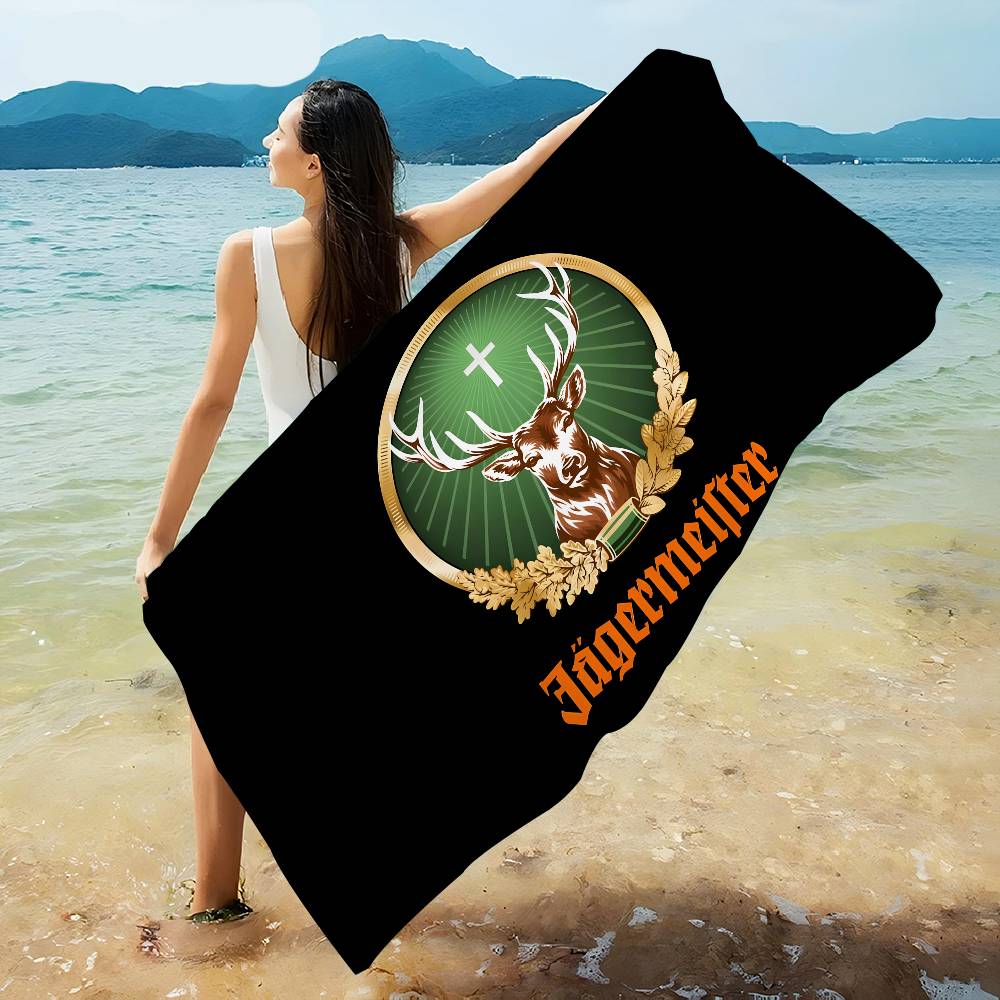 Fashion Drinks J-Jagermeister Microfiber Printed Beach Towel Mountain Climbing Yoga Beach Swimming Running Absorbent Soft Towel