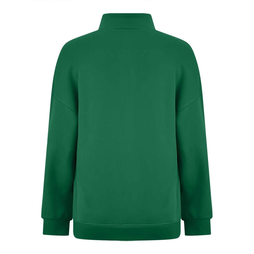 Women's Fashion Casual Half Zip Loose Long Sleeve Solid Color Sweatshirt