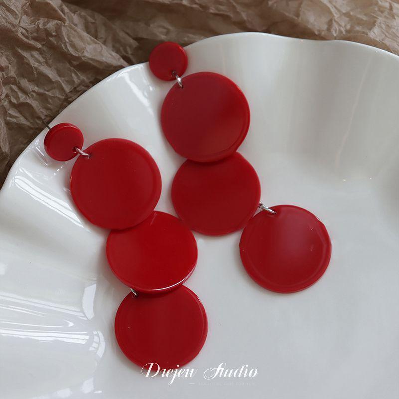 Brincos de Pétalas de Rosa Vermelha de Ano Novo Chinês - Festivos, Modernos e Elegantes