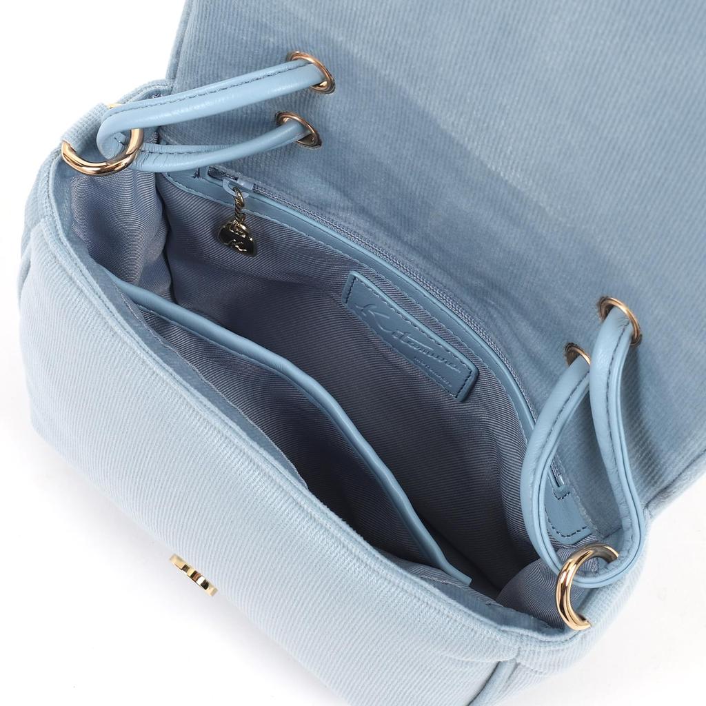 Corduroy fabric small bag Ice Blue 21211 [Kitamura] semi-shoulder D-0499 Women's [Blue]