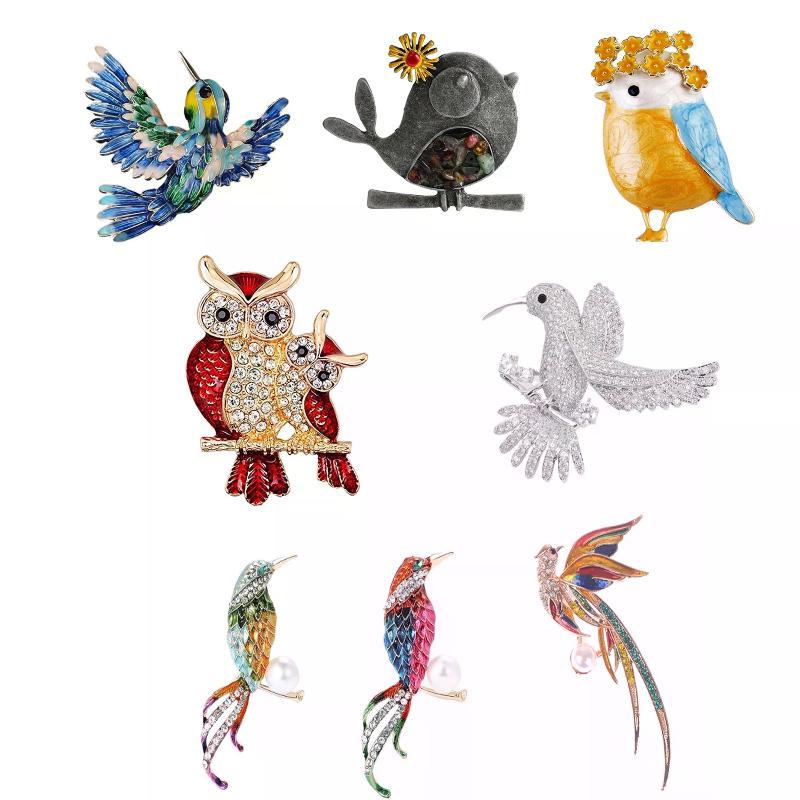 Unisex Pearl Animal Pins Classic Rhinestone Bird Brooches For Women Banquet Party Backpack Gifts Jewelry Accessories