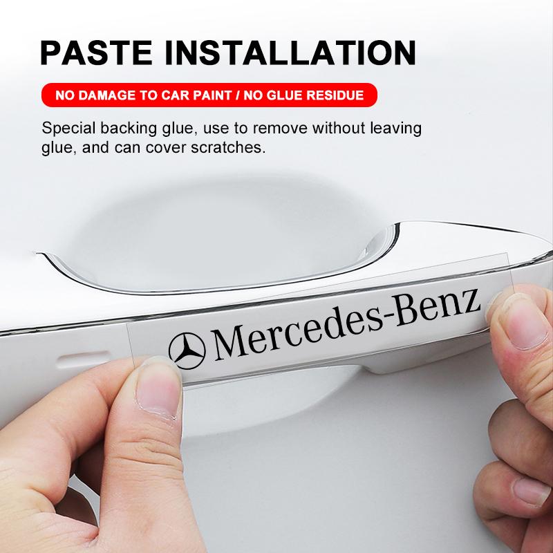 4Pcs Car Door Handle Stickers Tire Rear View Mirror Decals For Mercedes-Benz AMG C500 C200 C300 A B C E GLA CLA GLK GL ML GLE W204 W205 W211 W212 W213