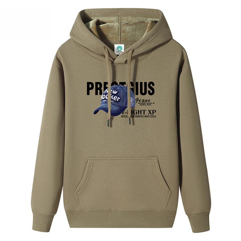 

QICED Осенне-зимний свитер с капюшоном, мужской, теплый, утепленный, с капюшоном, пуловер для мальчиков, свободный, большой размер, трендовая толстовка с капюшоном XXXXXL хаки