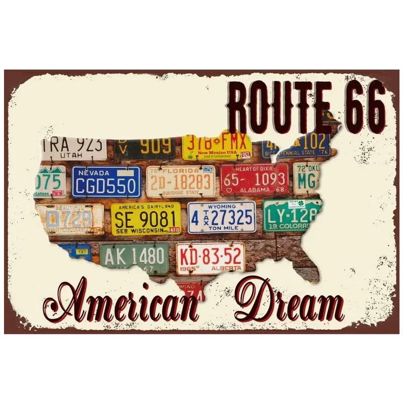Vintage Historic Old Rout66 Tin Sign Metal Poster Wall Decor For Bar Restaurants Garage Workshop Cafe Club Plaque Man Cave Wall