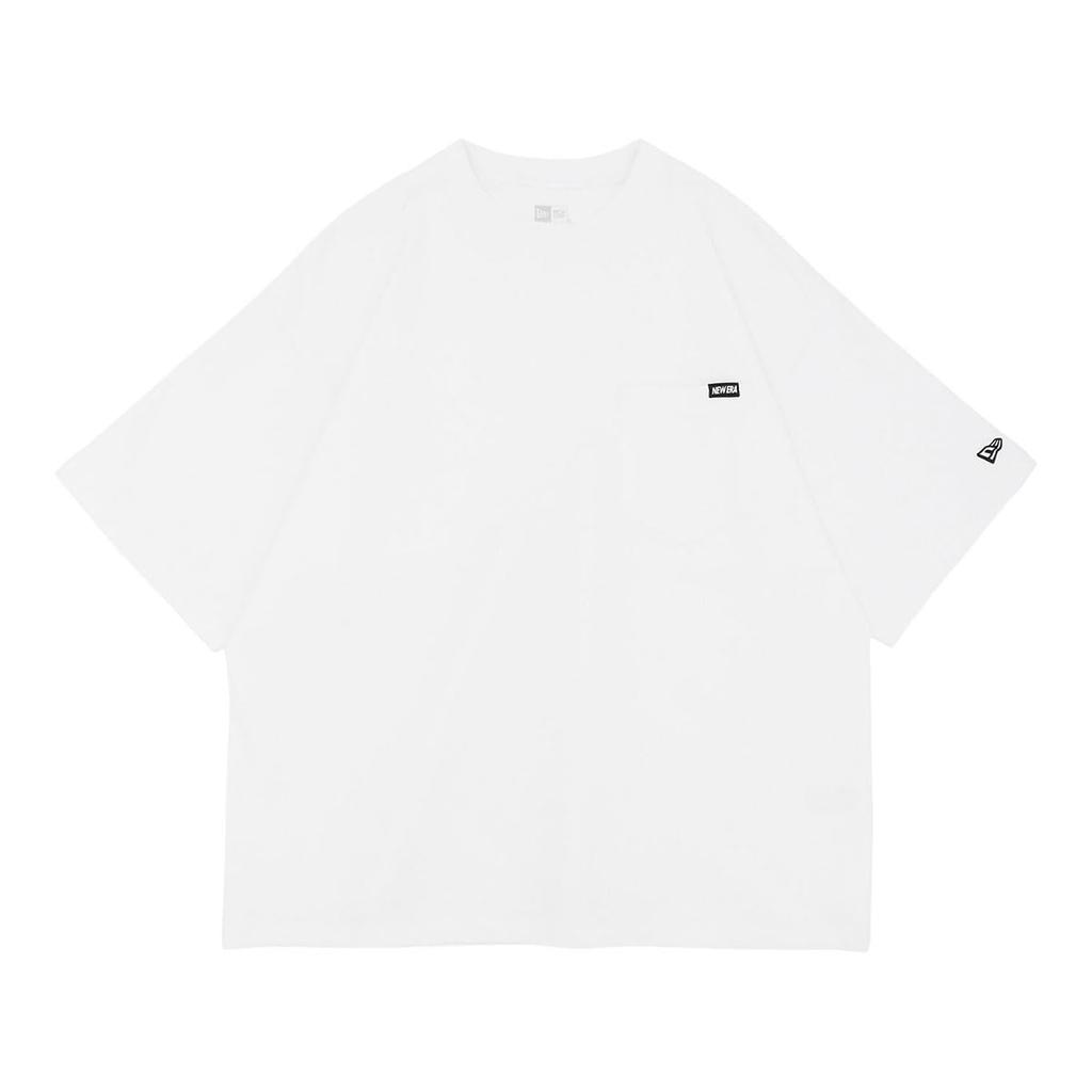 New Era Short Sleeve T-Shirt, ONSPOTZ Exclusive, Oversized, White, Size S/S, Oversized Cotton Pocket Tee with Mini Brand Logo