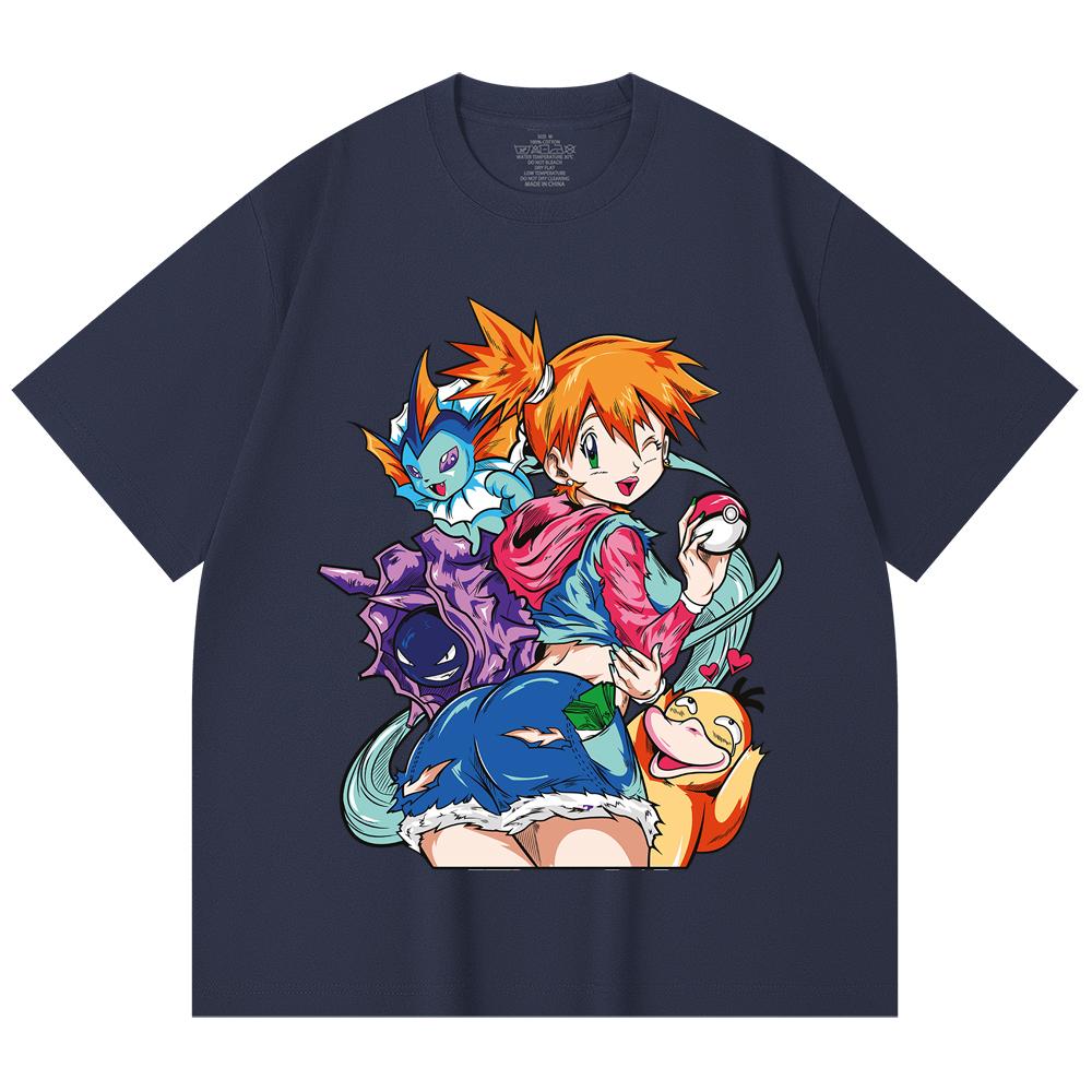230 g/m² 100% Baumwolle Pokemon V17 Misty Print Unisex Schweres Baumwoll-T-Shirt