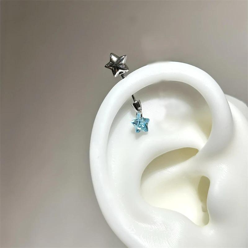 1PCS Cute Heart Arrow Pink Zircon Ear Bone Nail New Fashion Y2K Punk Small Earring for Women Girl Cochlea  Party Gift