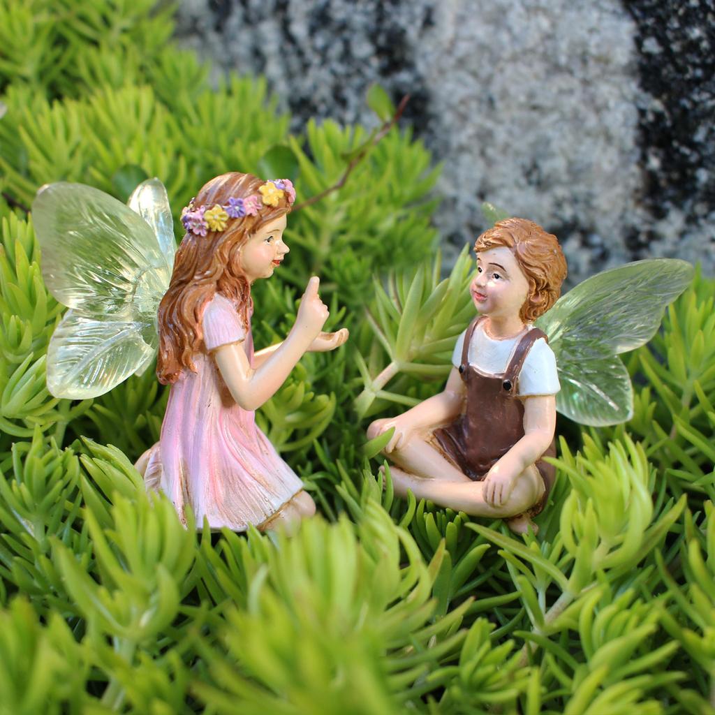 2er Set Kreatives Chat Blume Fee Harz Ornament Kreative Mikrolandschaft Blumentopf Dekoration Ornament Fee Garten Ornament