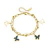 Gold Plated Double Layer Butterfly Bracelet, Stainless Steel Paperclip Chain Wrist Jewelry, Waterproof Dainty Bracelet for Women Gift